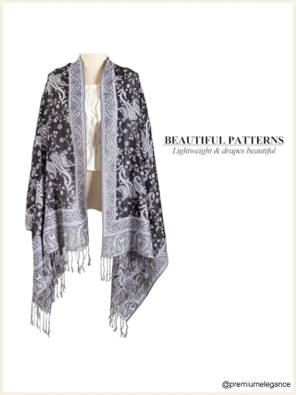 Pashmina Feel Reversible Scarf Wrap Shawl for Women Men